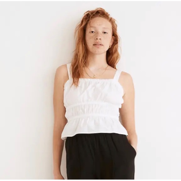 Madewell Tops - Madewell Poplin Sophia Peplum Tank top sleeveless cotton white size M